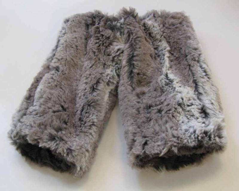 Faux Fur Fingerless Gloves in Alder/Gray